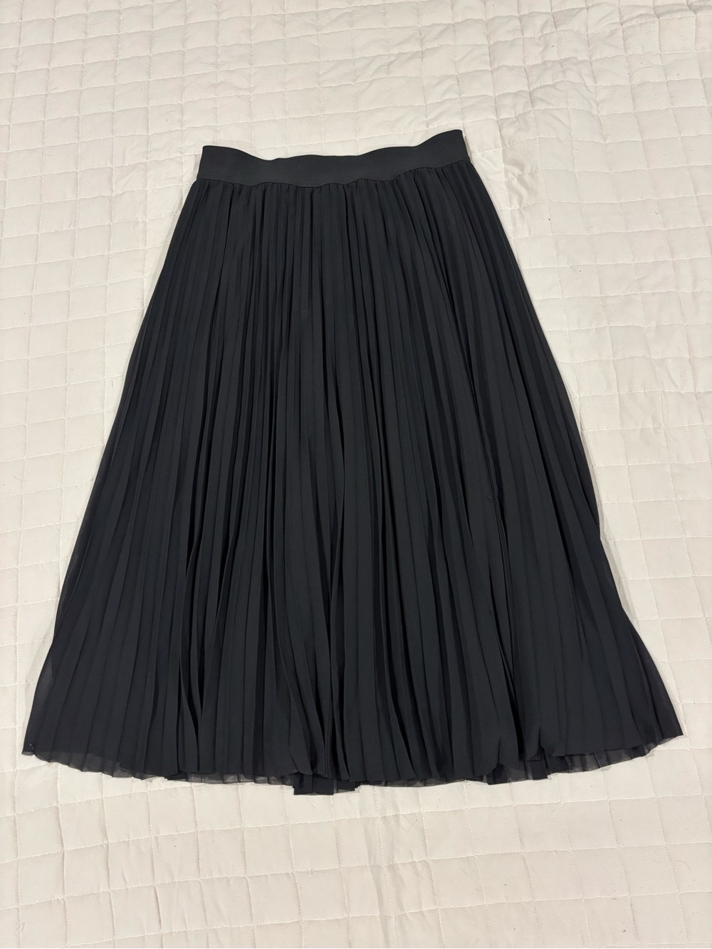 Quince Chiffon Pleated Midi Skirt Black Small Elegant Polished Sophisticated